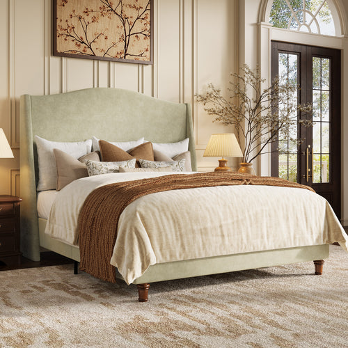 HOOMIC Upholstered Bed Frame, Luxury Chenille, 54'' Tall Headboard