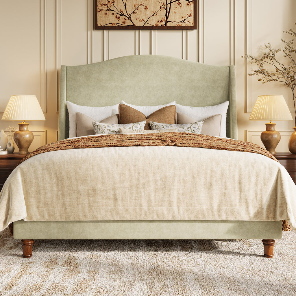 HOOMIC Upholstered Bed Frame, Luxury Chenille, 54'' Tall Headboard